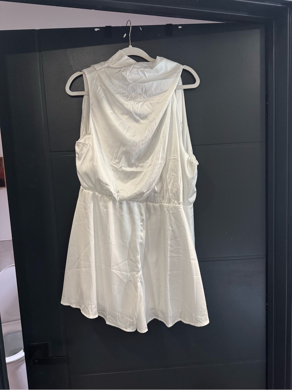 White Sleeveless Satin Romper